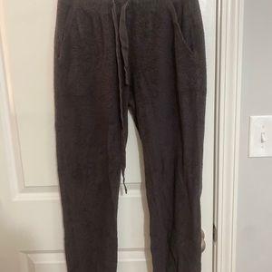 aerie fuzzy brown sweatpants